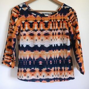 Colorful Semi Sheer Open Back Blouse